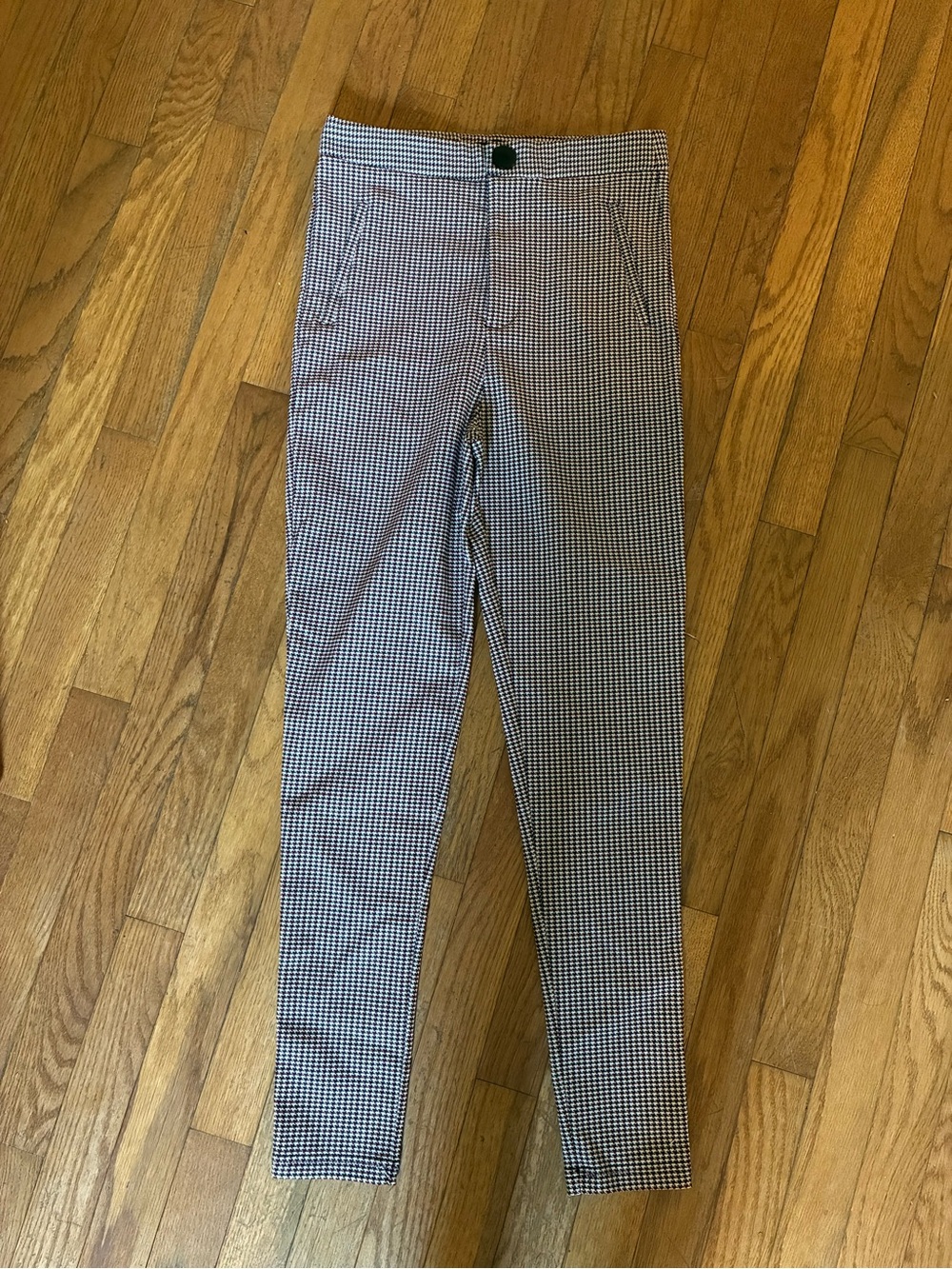 Black and White Houndstooth Slim Pants